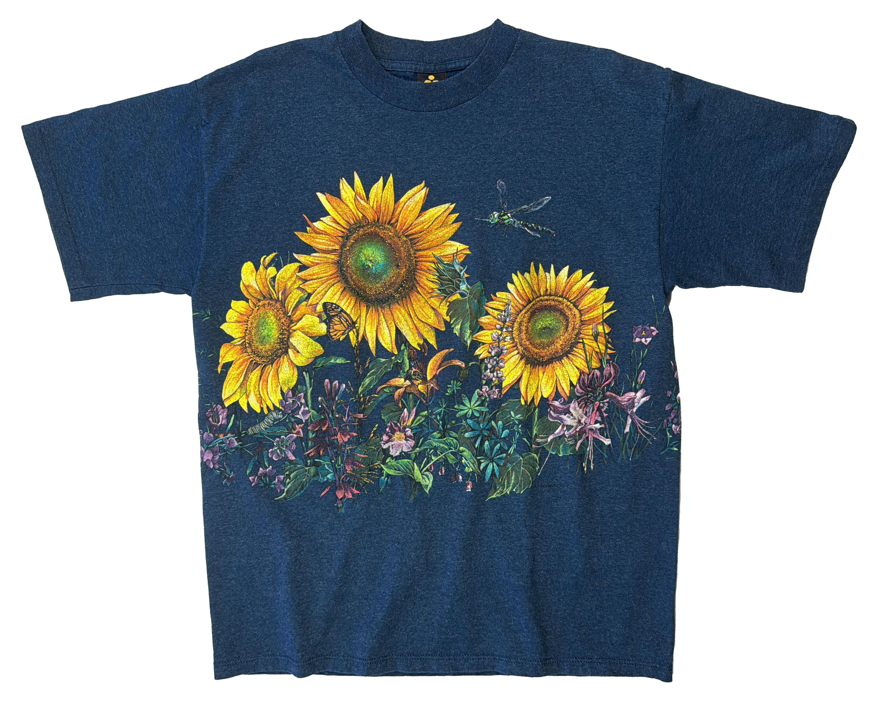 Vintage Sunflowers and Bugs T-Shirt Front