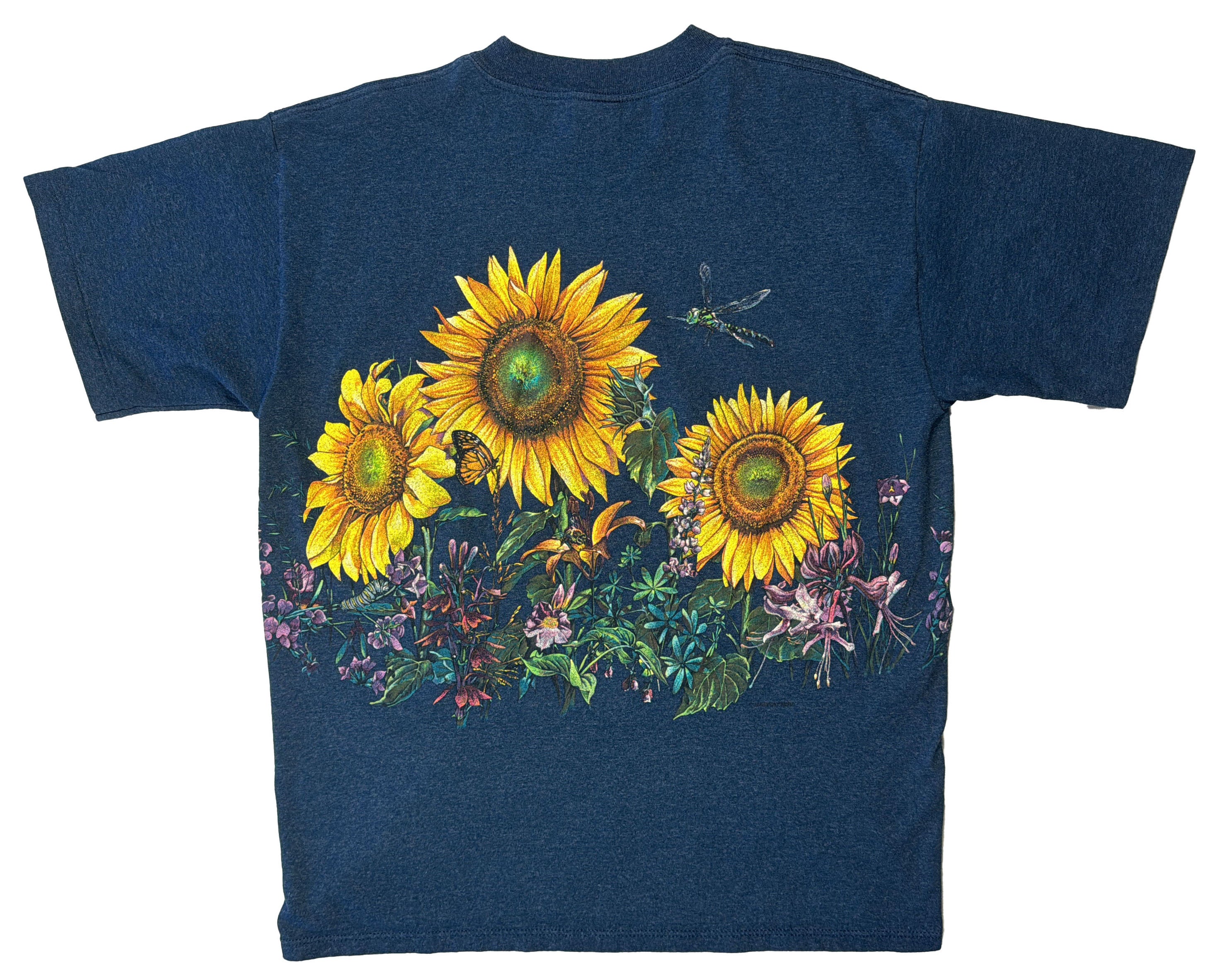 Vintage Sunflowers and Bugs T-Shirt Back