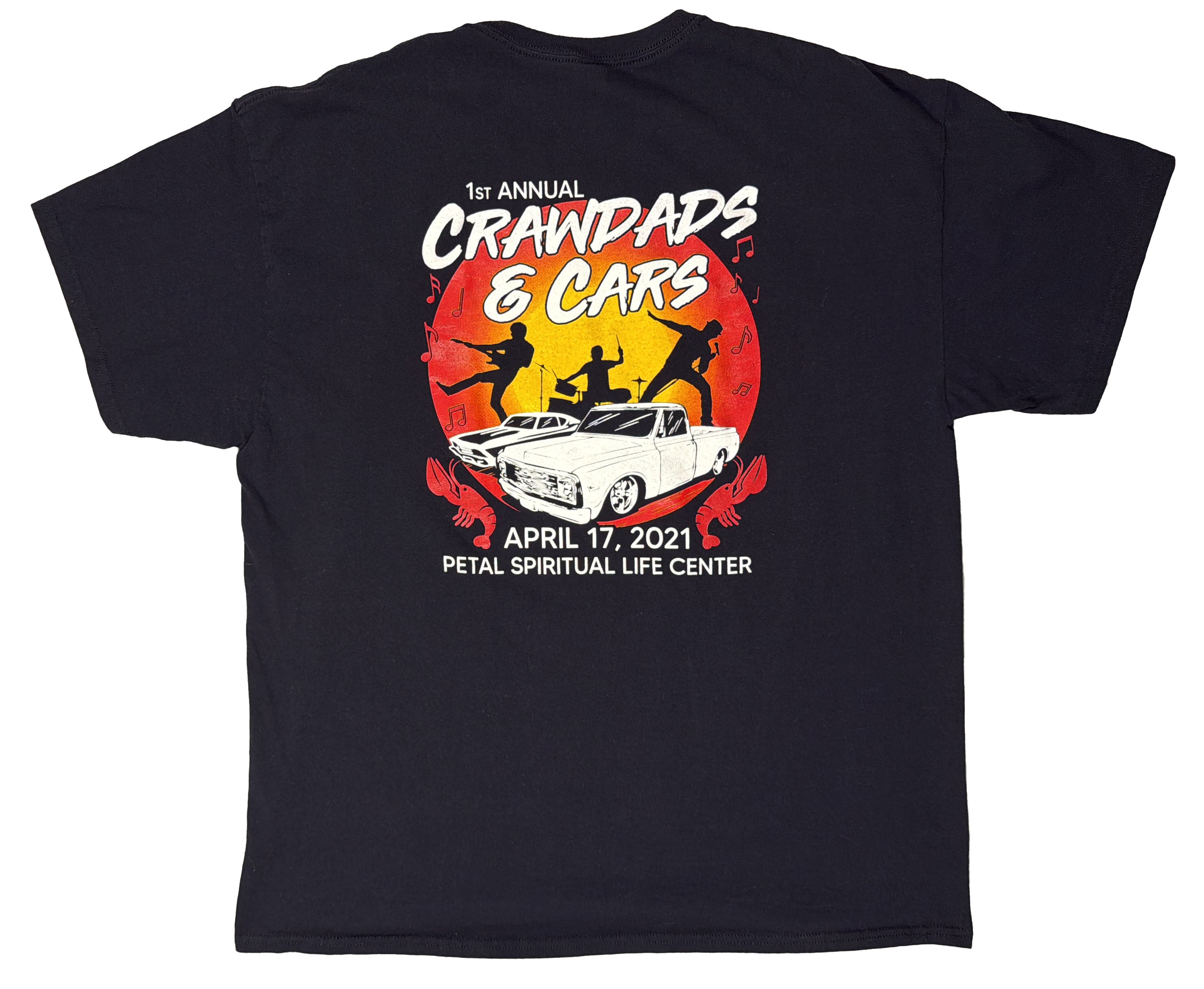 1st Annual Crawdads and Cars T-Shirt Back